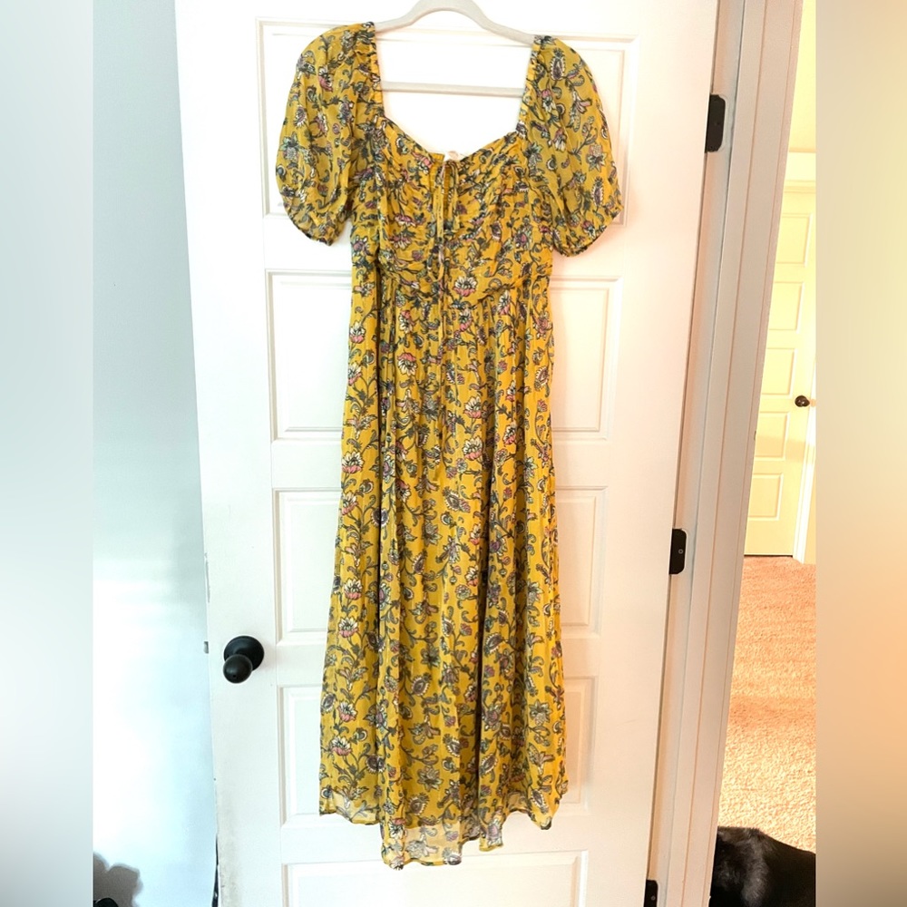 Boden Floral Dress - Mustard Yellow